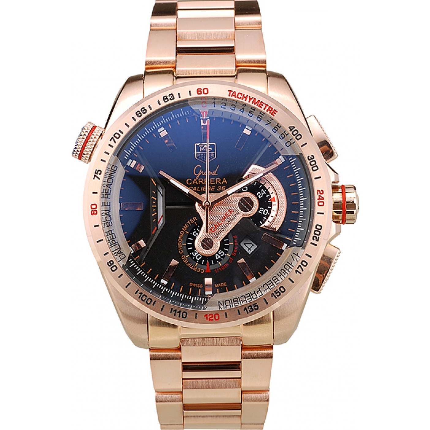 Tag Heuer Carrera Rose Gold Case Black Dial